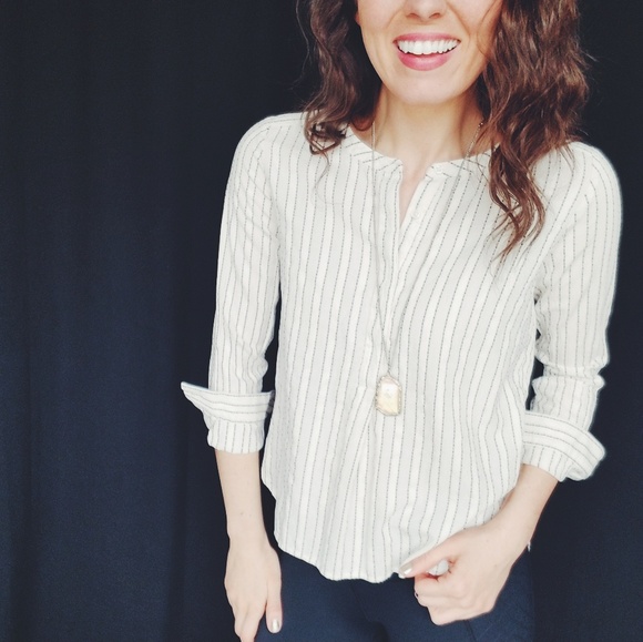 LOFT Tops - LOFT cream and black stripe top -B4